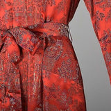 1940s Glamorous Red Brocade Dressing Gown