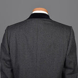 1950s Men's Gray Wool Coat with Velvet Collar