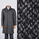 1960s Men's Mod Gray & Black Nubby Tweed Overcoat with Plaid Lining
