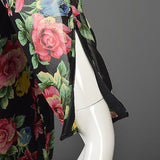 1980s Emanuel Ungaro Parallele Rose Print Silk Cocktail Dress