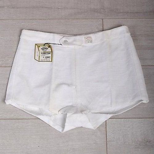 sz34 Deadstock 1960s Men's White Cotton Knit Mini Short Shorts