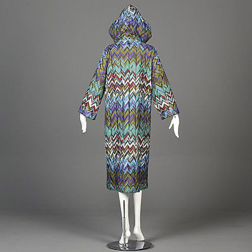 Missoni Colorful Print Oversized Quilted Rain Coat with Hood