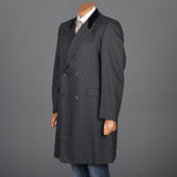 1950s Men's Gray Wool Coat with Velvet Collar