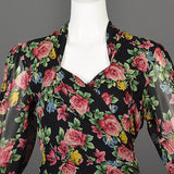 1980s Emanuel Ungaro Parallele Rose Print Silk Cocktail Dress