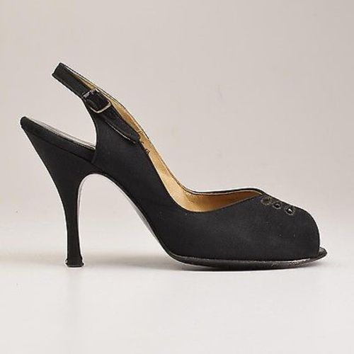 1950s Black Peep Toe and Purse Set