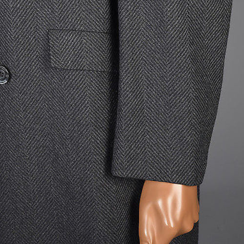 1950s Men's Gray Wool Coat with Velvet Collar