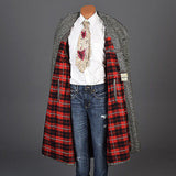 1950 Men's Irish Tweed Overcoat in Black & White Herringbone