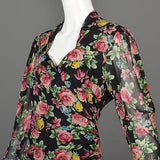 1980s Emanuel Ungaro Parallele Rose Print Silk Cocktail Dress