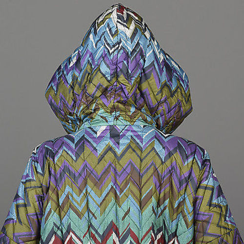 Missoni Colorful Print Oversized Quilted Rain Coat with Hood