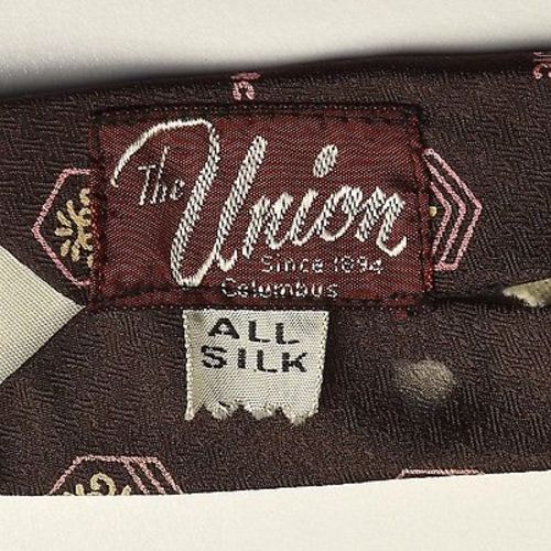 1950s Silk Brown Pink Crest Necktie