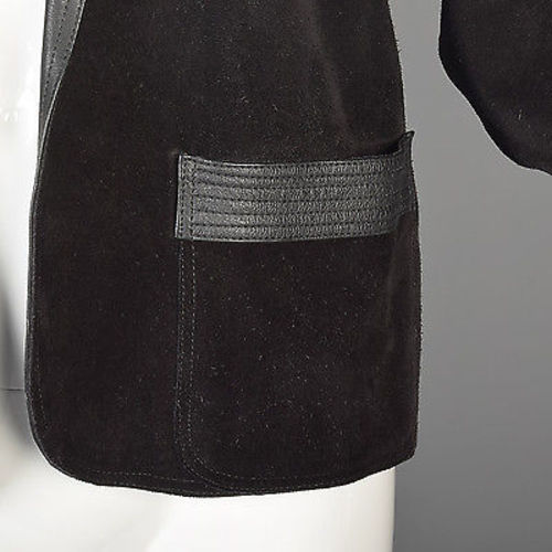 Avant Garde Jean Muir Black Leather Jacket with Bishop Sleeves