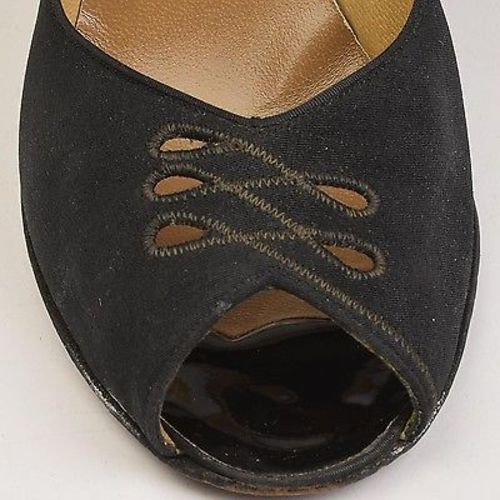 1950s Black Peep Toe and Purse Set