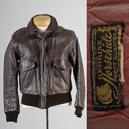 1950s Men's Horsehide Leather Jacket with a zip Front