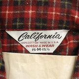 1950s Mens Deadstock Red Plaid Flannel Shirt