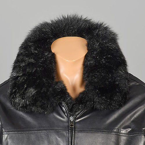 Men's Reversible Black Leather & Australian Possum Fur Coat