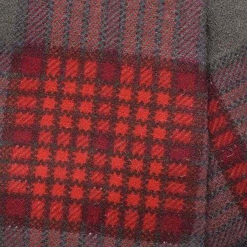 1960s Mens Deadstock Flannel Robe in Red and Gray Plaid