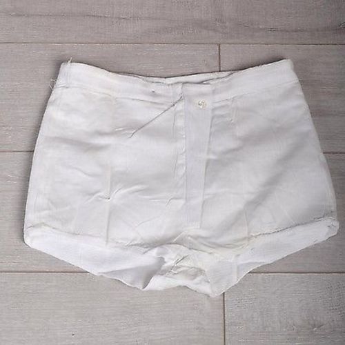 sz34 Deadstock 1960s Men's White Cotton Knit Mini Short Shorts