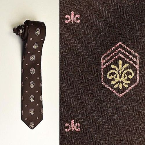 1950s Silk Brown Pink Crest Necktie
