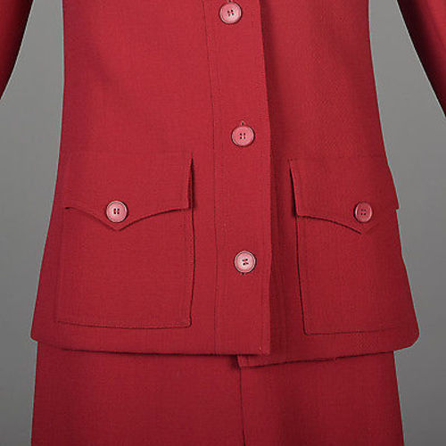 1970s Guy Laroche Red Skirt Suit