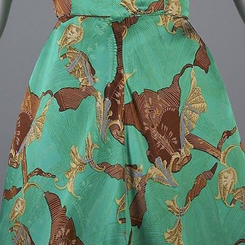 1950s Green Silk Gown with Matching Jacket