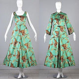 1950s Green Silk Gown with Matching Jacket