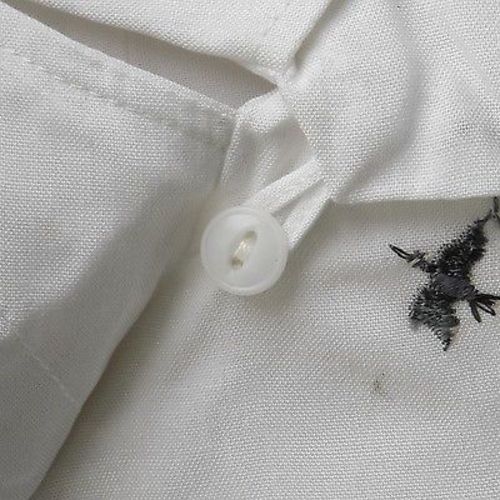 1950s Mens Deadstock White Shirt with Embroidered Birds