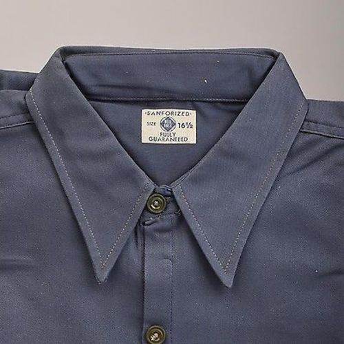 1940s Men's Blue Rock Navy Blue Sanforized Work Wear Shirt