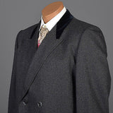 1950s Men's Gray Wool Coat with Velvet Collar