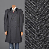 1950s Men's Gray Wool Coat with Velvet Collar