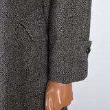 1960s Men's Charcoal Gray Tweed Overcoat Lined in Red Plaid