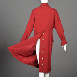 1980s Chanel Boutique Bright Red Silk & Wool Coat