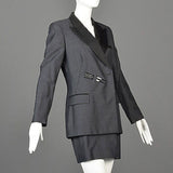 1990s Jean Paul Gaultier Classique Black Mini Skirt Suit with a Tuxedo Style Jacket