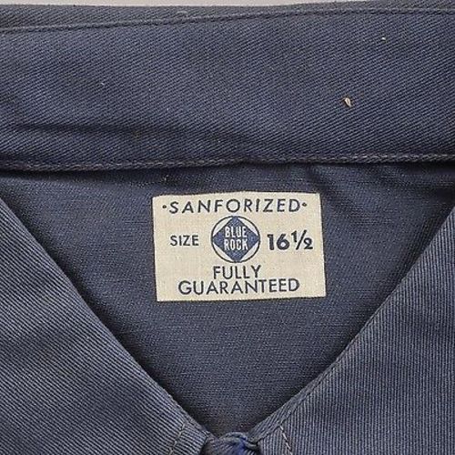 1940s Men's Blue Rock Navy Blue Sanforized Work Wear Shirt