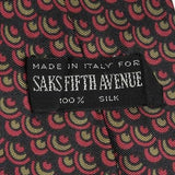 1960s Saks Fifth Avenue All Silk Black Red Print Necktie