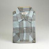 1950s Mens Deadstock Blue and Gray Plaid Flannel Shirt