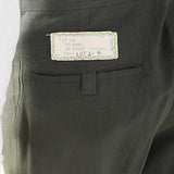 29x28 Deadstock 1960s Men's Green Sharkskin Pants with Leather Trim Pockets