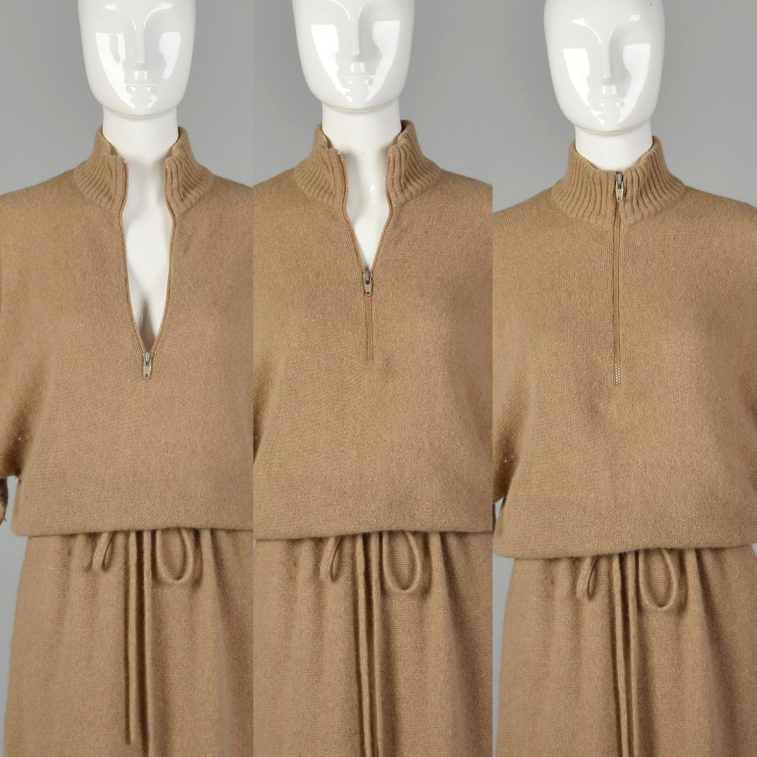 Medium Diane Von Furstenberg 1970s Tan Sweater Dress