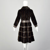 XS 1970s Convertible Brown Faux Fur Coat Leather Bolero Jacket