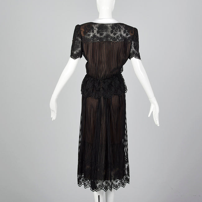 1980s Mignon Black Lace Separates