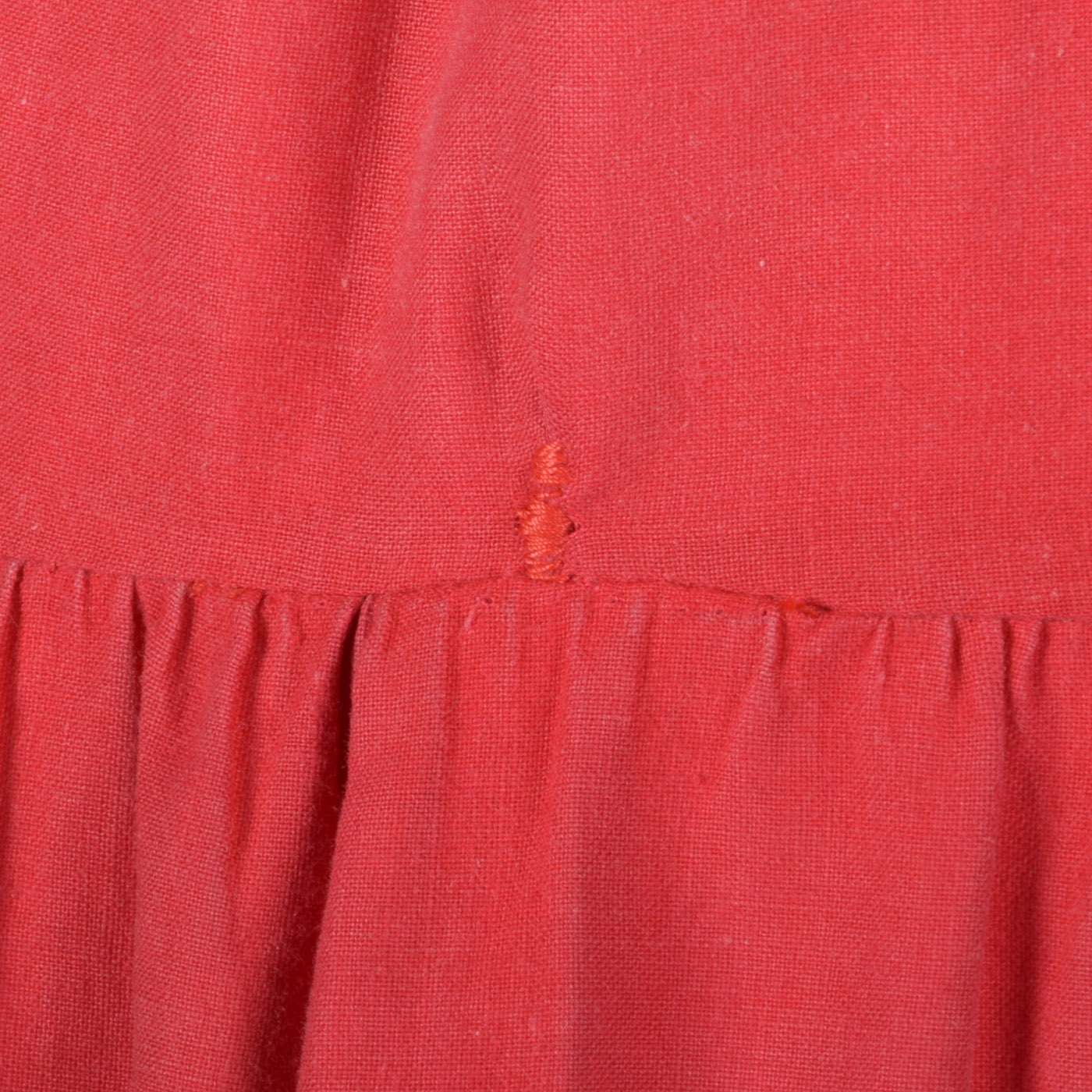 1950s Bohemian Off Shoulder Dress in Red Cotton