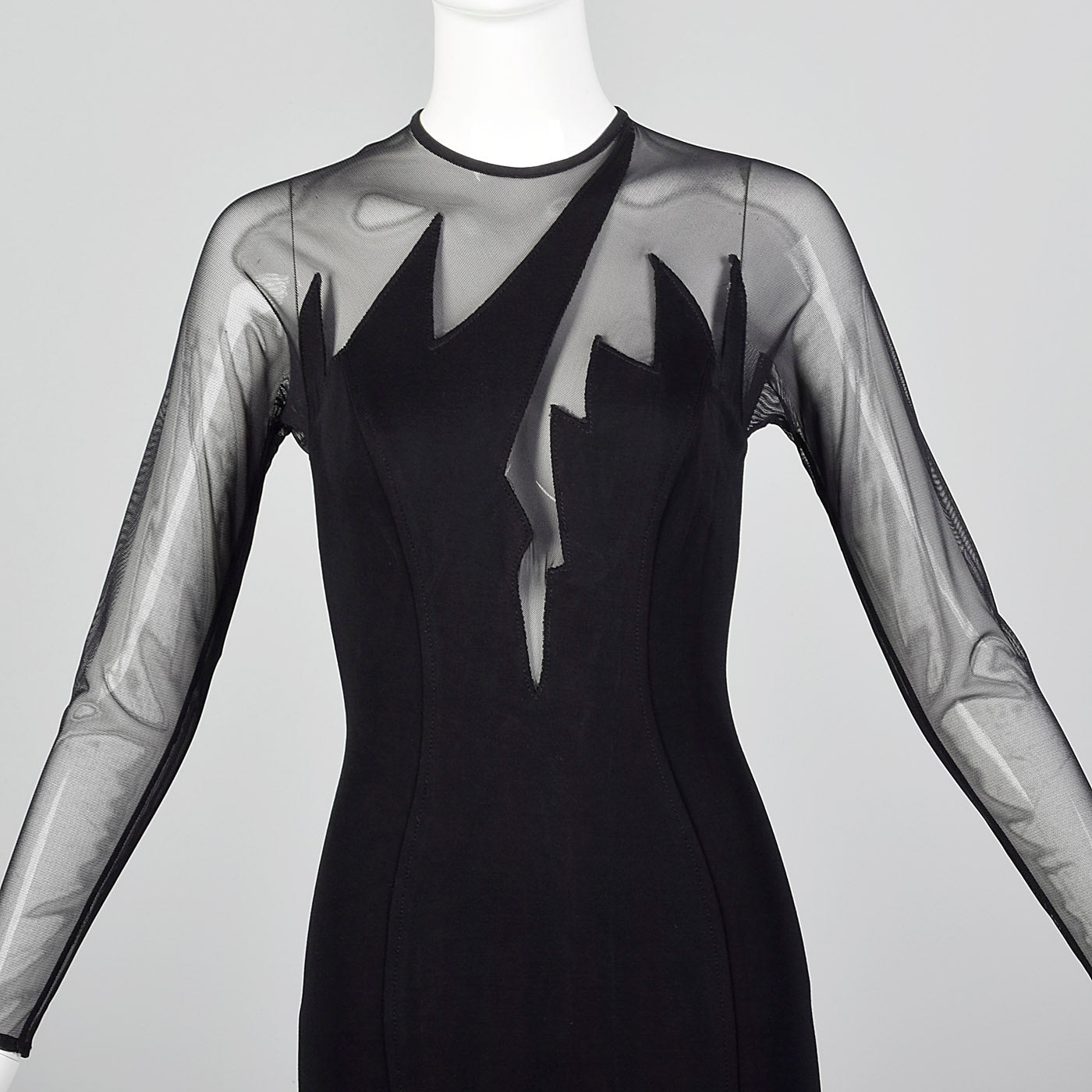 1980s Lillie Rubin Black Body Con Dress