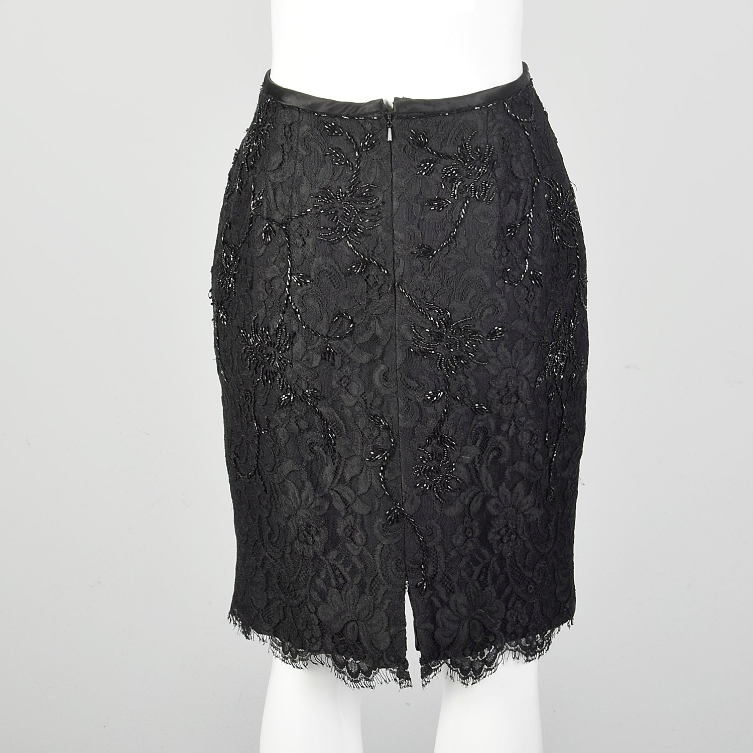 XS Black Beaded Lace Skirt