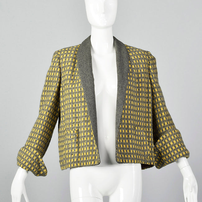 1940s Yellow and Gray Tweed Swing Jacket