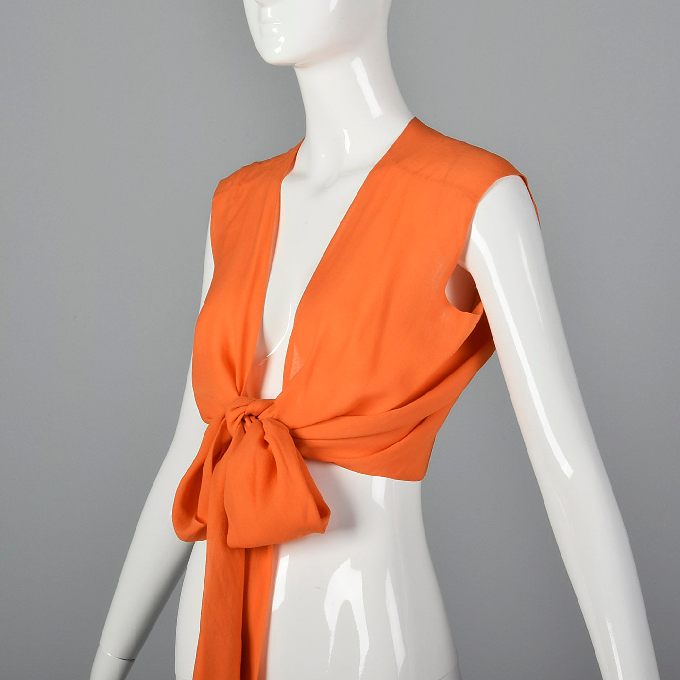 1970s Saks Fifth Avenue Orange Silk Crop Vest