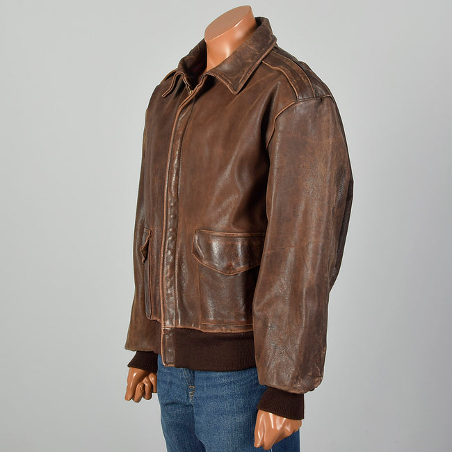 XL RRL Ralph Lauren Double RL A-2 Brown Leather Flight Jacket