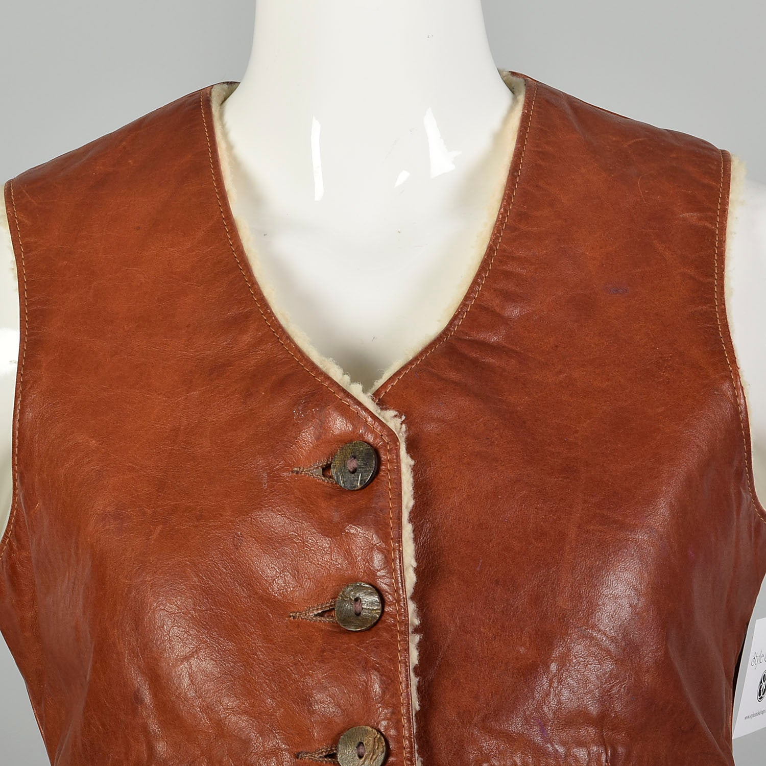 Small 1960s LL Bean Leather Vest Distressed