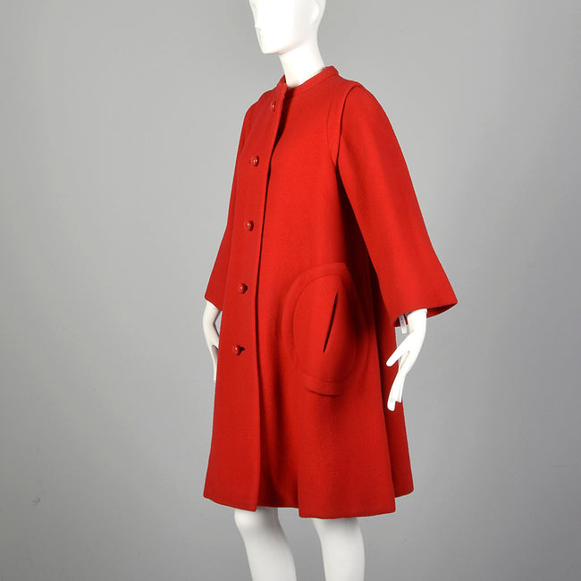 Medium 1960s Red Pauline Trigere Winter Coat