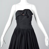 1940s Strapless Black Party Dress