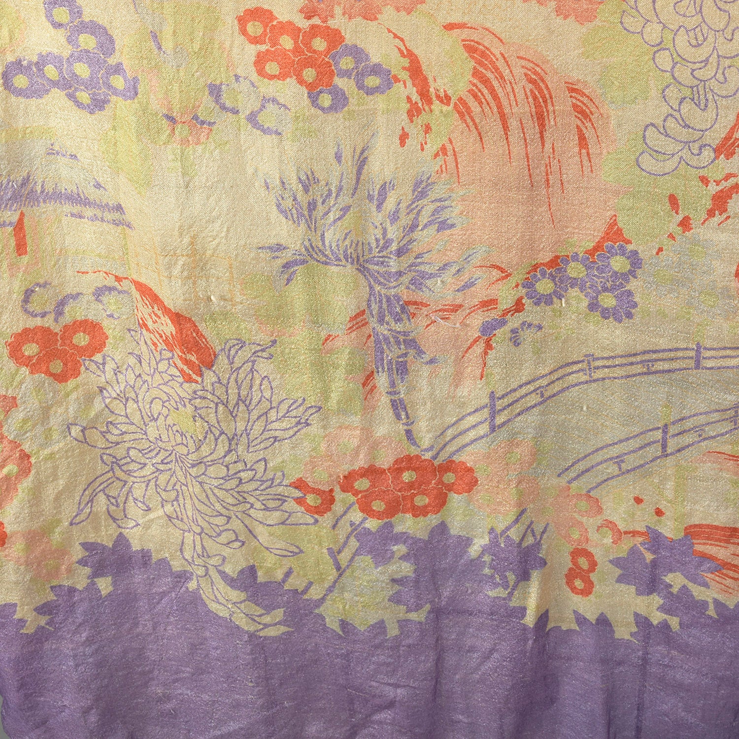 OSFM 1920s Ivory Floral Silk Robe