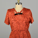 XXL 1950s Dress Short Sleeve Volup Orange Cocktail Autumn Black Floral Lace Print